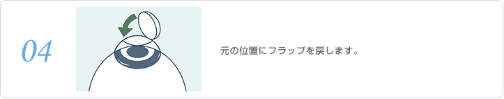 元の位置にフラップを戻します。